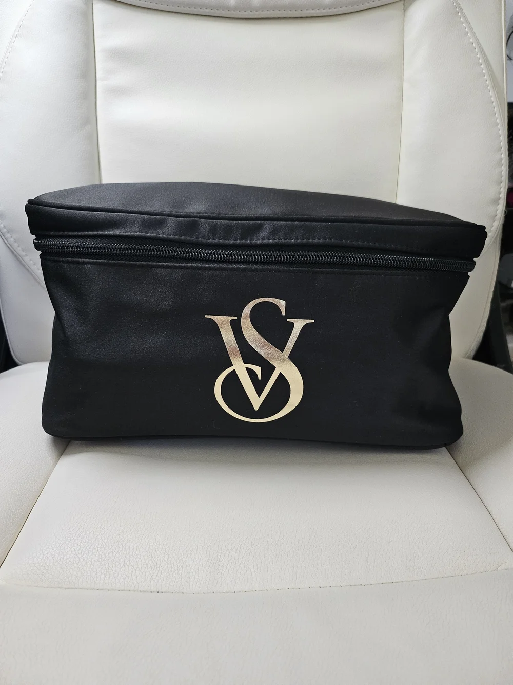 Victoria's Secret Black Cosmetic Bag with Gold VS Logo